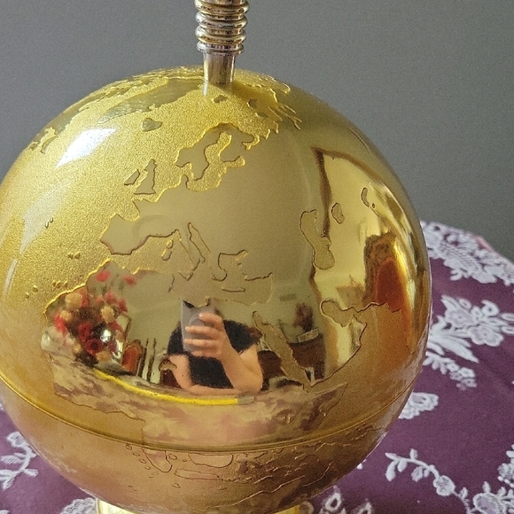 Gold Globe World Map Vintage Plastic Ice Bucket Container - Picture 9 of 12